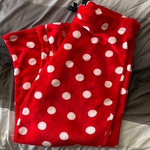 Red with white polka dot pajama pants
